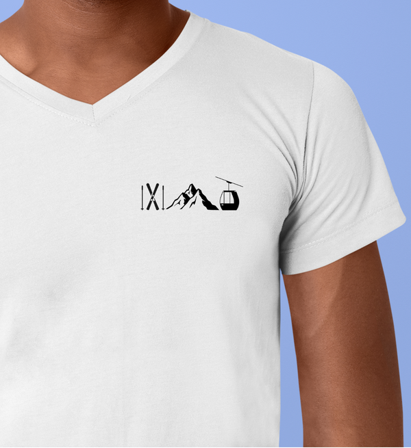 SKI, BERGE, GONDEL- V-Ausschnitt T-Shirt