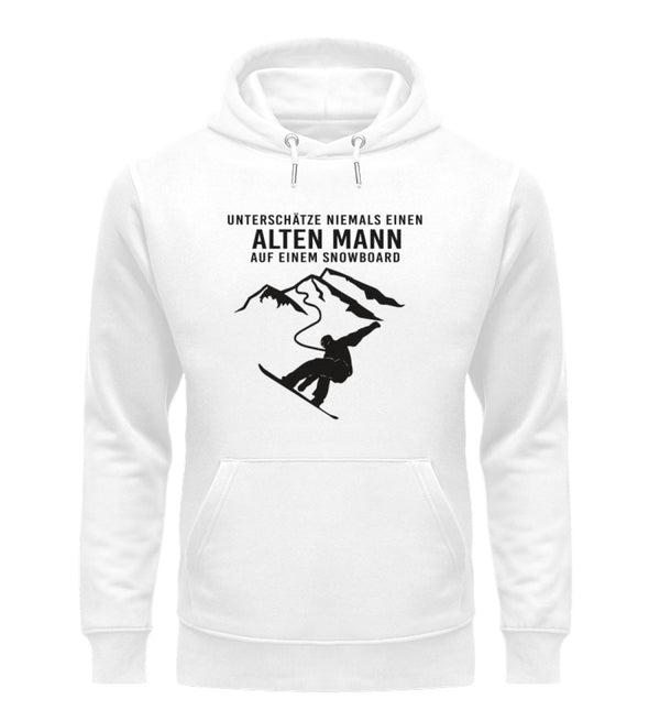 UNTERSCHÄTZE NIEMALS EINEN ALTEN MANN SNOWBOARD - Unisex Premium Organic Hoodie
