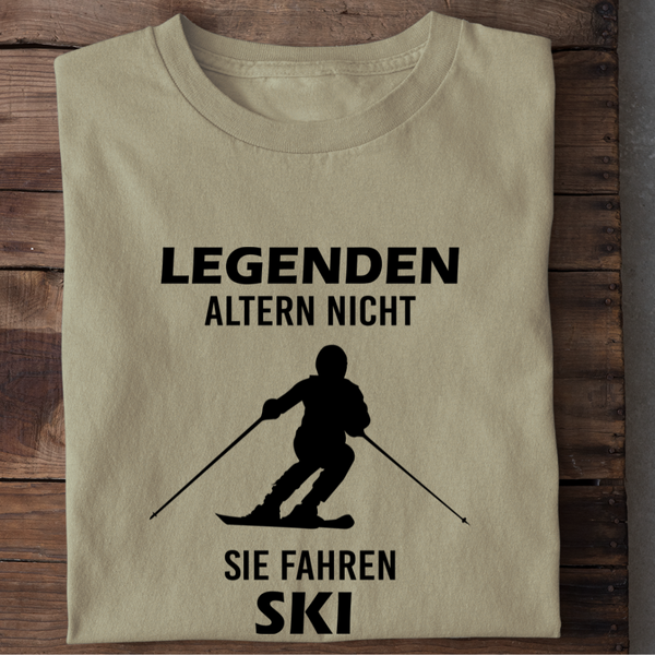 LEGENDEN ALTERN NICHT SIE FAHREN SKI - Herren Bio-Baumwolle T-Shirt