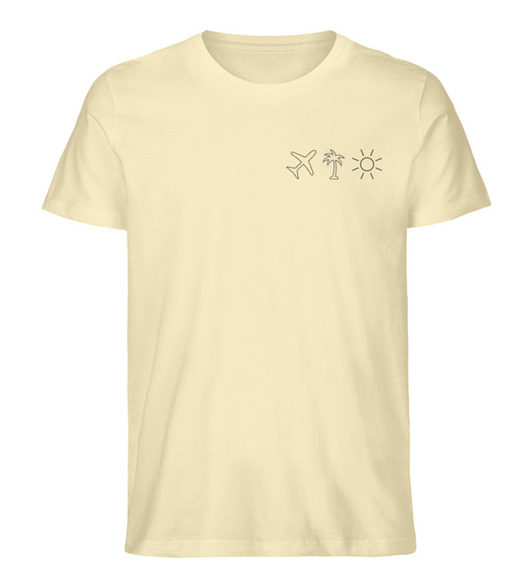 Flugzeug,Palme,Sonne- Herren Premium Organic T-Shirt