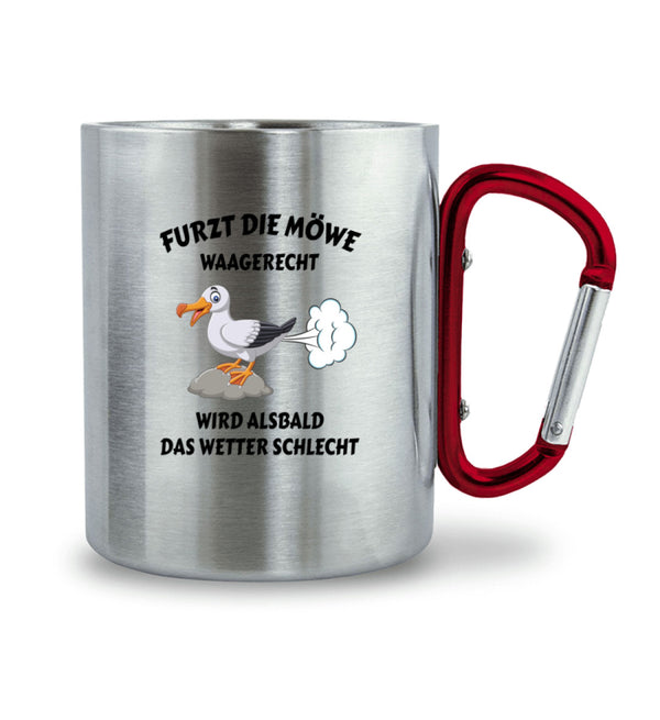 FURZT DIE MÖWE - Edelstahltasse mit Karabinergriff