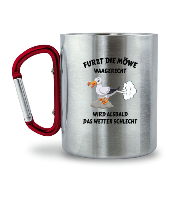 FURZT DIE MÖWE - Edelstahltasse mit Karabinergriff